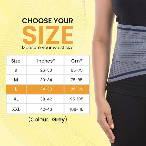 Lumbo Sacral Belt With Double Strapping, Back Support For the Lumbar Spine, Pain Relief, Back Brace for Men and Women, Large, Grey