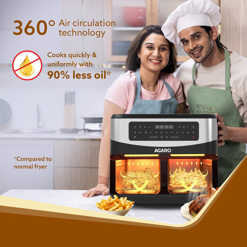 Imperial Dual Basket Digital Air Fryer, Independent 4.5L Basket, Black