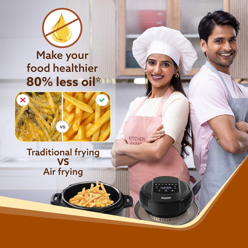 Imperial Pot Lid Air Fryer, 7-in-1 Electric Air Fry, Crisp, Broil, Bake In 5L, 6L and 8L Pressure Cooker/ Metal Pots/ Rice Cooker, 7 Preset Menu, 1000W, Home & Kitchen