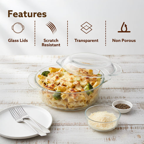 Elite Glass Casserole With Lid - 700ml