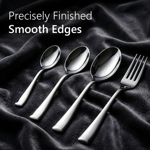 Elite 24 Pieces Stainless Steel Cutlery Set for Dining Table, Silver Mirror Finish Spoon & Fork Set, 6 Tea Spoons, 6 Dinner Spoons, 6 Dinner Forks & 6 Dessert Spoons, Food Grade, Dishwasher Safe