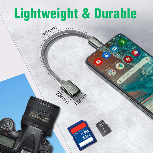 USB Type C to USB 3.0 OTG Cable, Adapter, Connector, Fast Charging, Data Transfer Speed Up to 10 GBPS, Compatible with Laptops, Tablets, Smartphone and Chargers