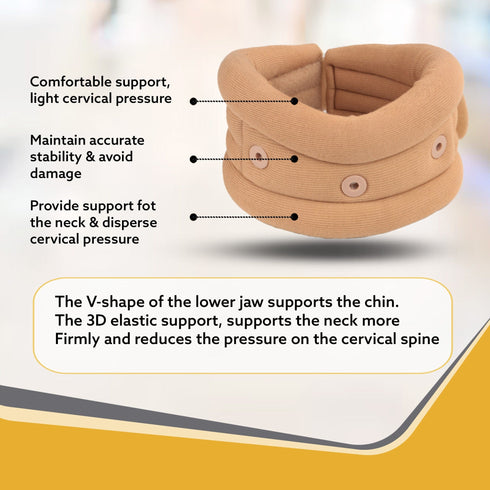 AGARO Cervical Collar Spondylitis Neck Support, Adjustable Neck Brace With Extra Support, Relieves Pain, Stress & Pressure in Spine, Small, Beige