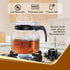 Elite Glass Carafe With Strainer Lid, 1200ml, Glass Kettle, Borosilicate Glass, Microwave Safe, Low Flame Proof, Transparent