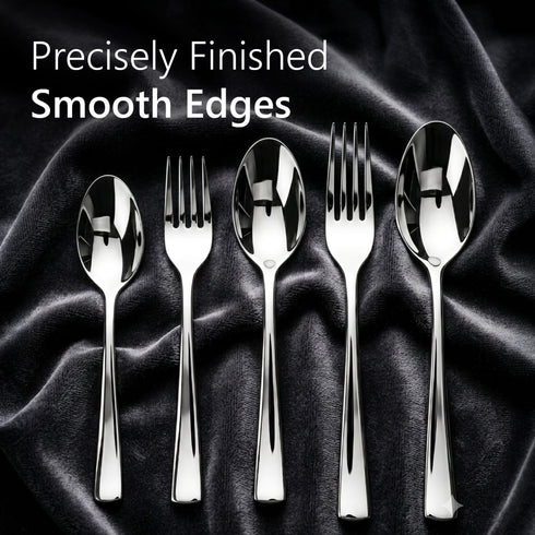 Elite 40-Piece Gold Stainless Steel Cutlery Set, Mirror Finish, Food Grade & Rust Resistant, Includes 8 Tea Spoons, 8 Dessert Spoons, 8 Dessert Forks, 8 Dinner Spoons & 8 Dinner Forks