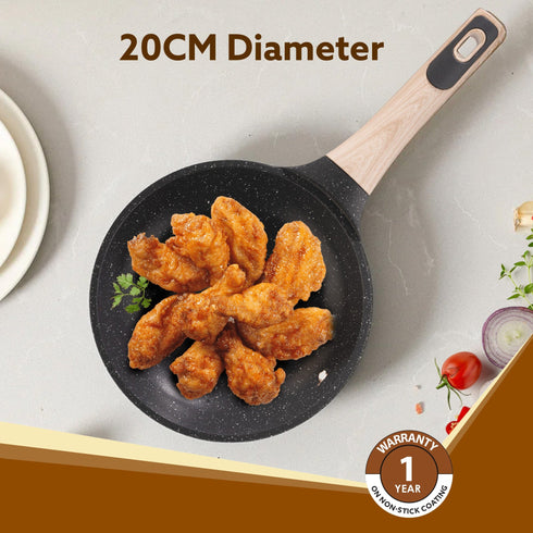 Imperial Granite Non Stick Fry Pan , 1.1L / 20cm, Cast Aluminium Body, Omlette Egg Pan, Fish Fry Pan, Gas & Induction Compatible, Dark Grey