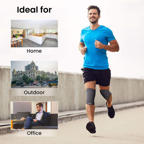 Tubular Stretchable Knee Cap, Breathable Fabric, Uniform Compression, Relieves Muscle Pain, Joint Pain, Injury Recovery, For Workout, Running, For Men And Women, XL, Grey, Pack of 2