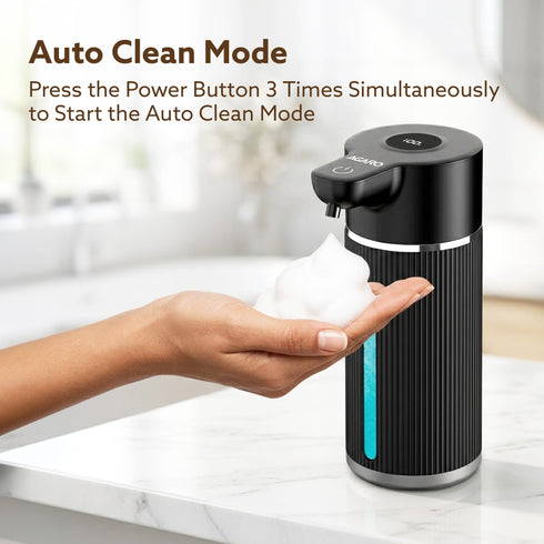 Elite Automatic Soap Dispenser, 420ml Touchless Foaming Hand Wash Dispenser, Digital Display, Wall Mount, Rechargeable 1200mAh Battery, IPX5 Water Resistant, for Bathroom, Kitchen & Office