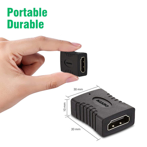 AGARO HDMI Female to Female Coupler Extender Adapter Connector, Black (33572)