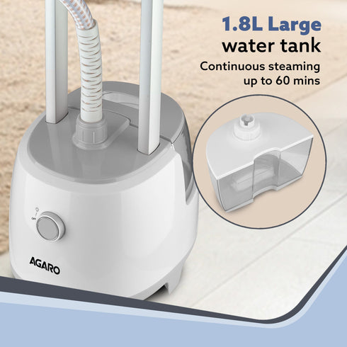 Grand Standing Garment Steamer 2000W, Professional Standing Steam Iron, De-wrinkle clothes, Height Adjustable, Iron Board, 1.8L Water Tank, Fast Steaming