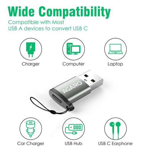 USB 3.0 Type C Female to USB Male OTG Adapter, 5 Gbps High-Speed Data Transfer, Compatible with Laptops, Tablets, Smartphone, Chargers and More Devices with Standard USB A Interface