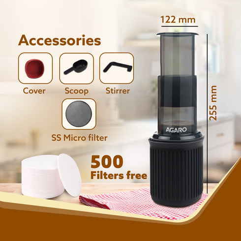 Royal Manual Press Coffee Espresso Maker With Travel Cup, Travel Coffee Maker, Portable, Bonus 500 Paper Filter