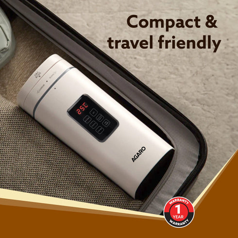 Delite Portable Electric Kettle, 500 Ml, Fast Boiling, Adjustable Temperature, Keep Warm, Porridge, Double Layered Body, Travel Electric Kettle, Hot Water, White