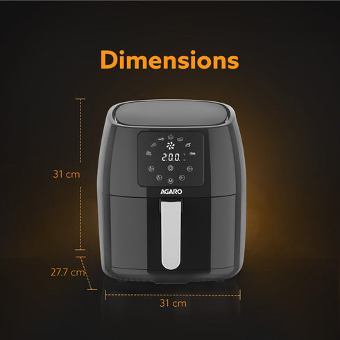 Sapphire Digital Air Fryer For Home, 4.5L, Electric Air Fryer Oven, 1400W, 7 Preset Programs, 360?ø Air Circulation, Convection Oven, Digital touch Display, Fry, Bake, Roast, Toast, Black