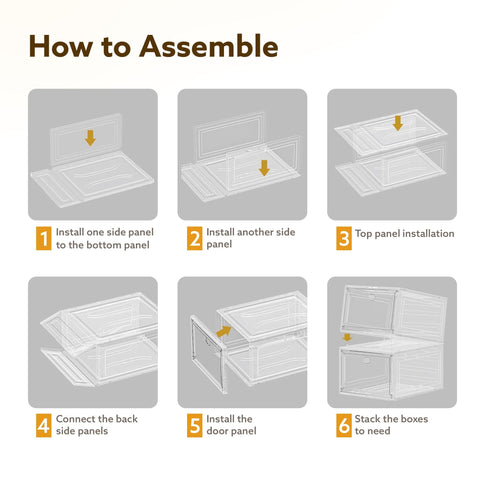 Stackable Shoe Storage Box Organizer | Heavy Duty, Transparent, Plastic Sneaker Crates Container with Magnetic Door |Space Saving|Organizer for Men & Women| Fits up to Size UK 12