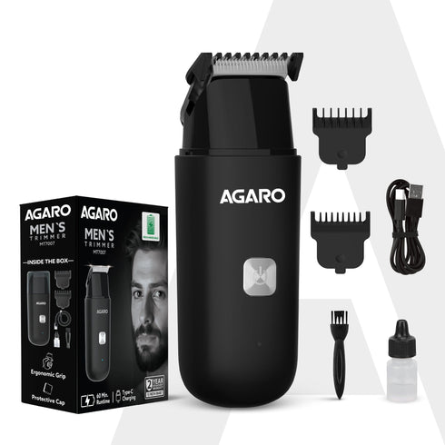 Beard Trimmer MT7007, 60 mins run time with Type C, 2pcs limit comb - 1mm & 3mm, Protective Cap, Washable Trimmer Head | Trimmer for Men