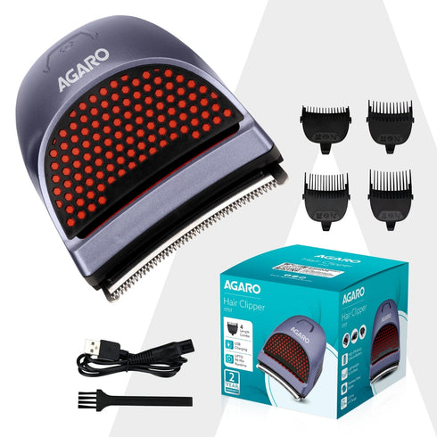 Hair Clipper 1717: Cordless, waterproof trimmer with curved blades and 4 combs (3, 6, 9, 12mm). Perfect for self-haircuts, grooming, and easy cleaning