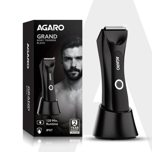 Grand Body Trimmer, For Beard, Body Shaving, 6 Length Settings, Self Sharpening Ceramic Blades, Waterproof (IPX7), Cordless, LED Torch, Dock Charging