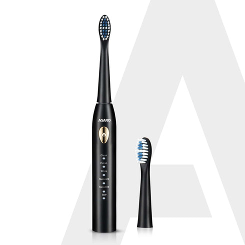 COSMIC LITE Sonic Electric Tooth Brush For Adults With 5 Modes, 2 Brush Heads & Rechargeable With 4 Hours Charge Lasting Up To 25 Days, Power Toothbrush, (Black)