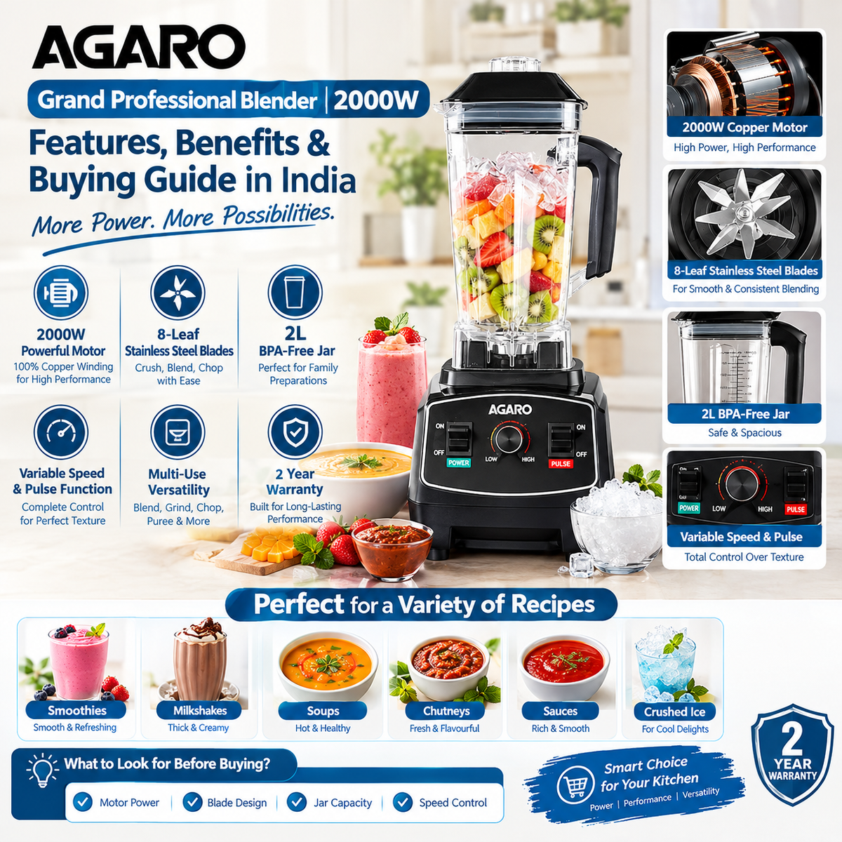AGARO Grand Professional Blender 2000W: Features, Benefits & Buying Guide in India