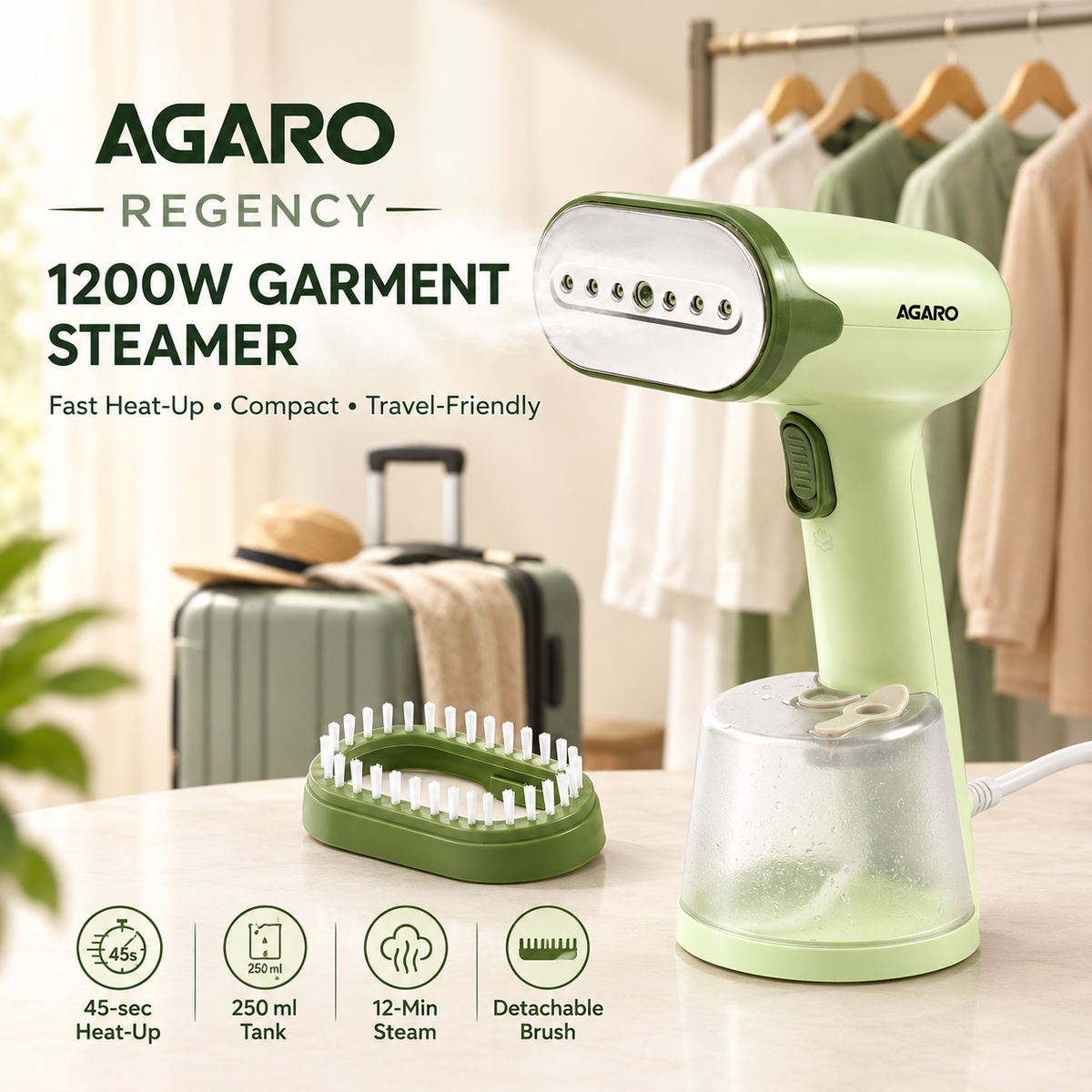 Agaro Regency 1200W Steamer: Best Travel-Friendly Clothing Steamer
