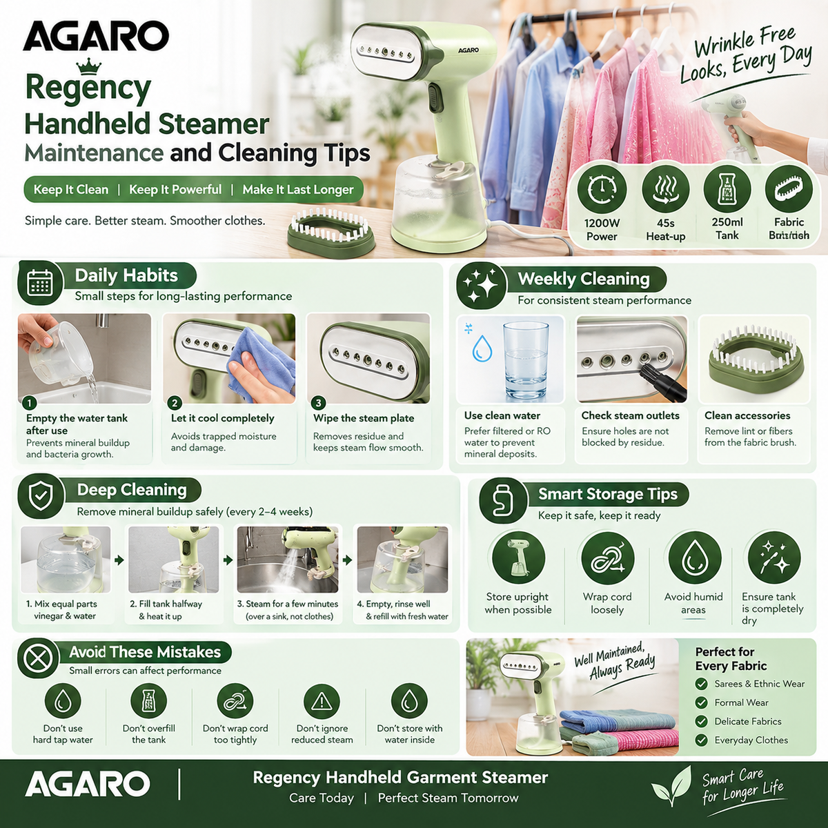 Agaro Regency Handheld Steamer Maintenance and Cleaning Tips