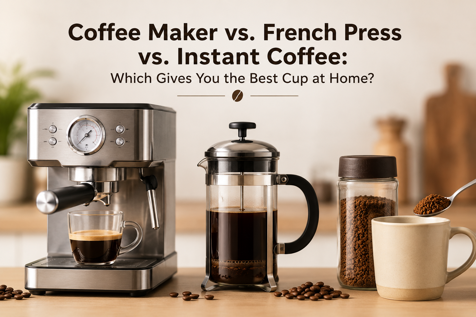 Coffee Maker vs. French Press vs. Instant Coffee: Which Gives You the Best Cup at Home?