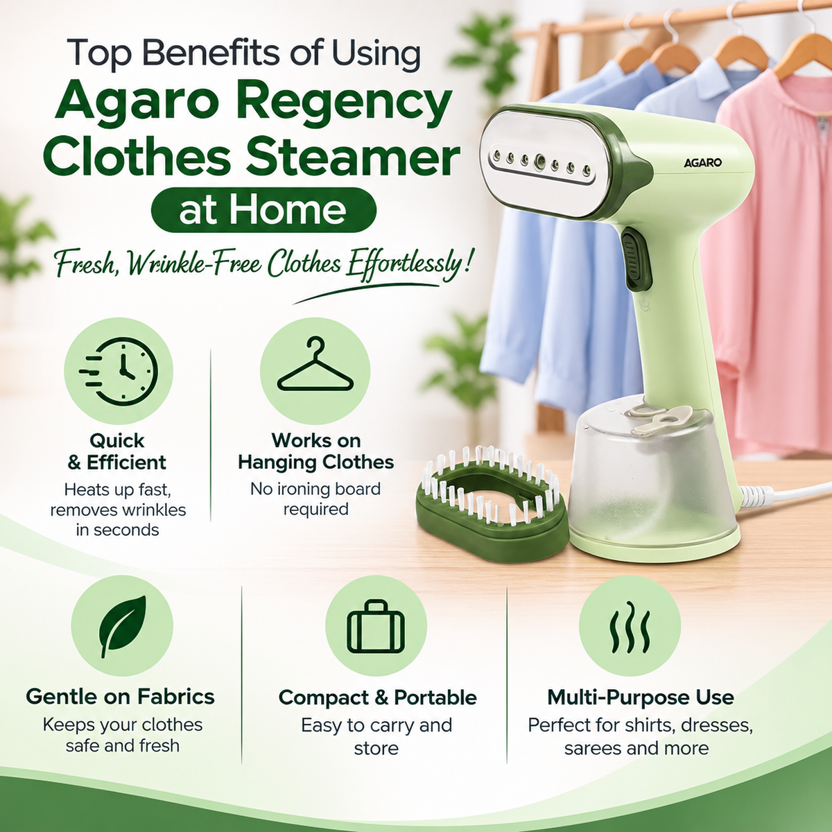 Top Benefits of the AGARO Regency Clothes Steamer for Home Use