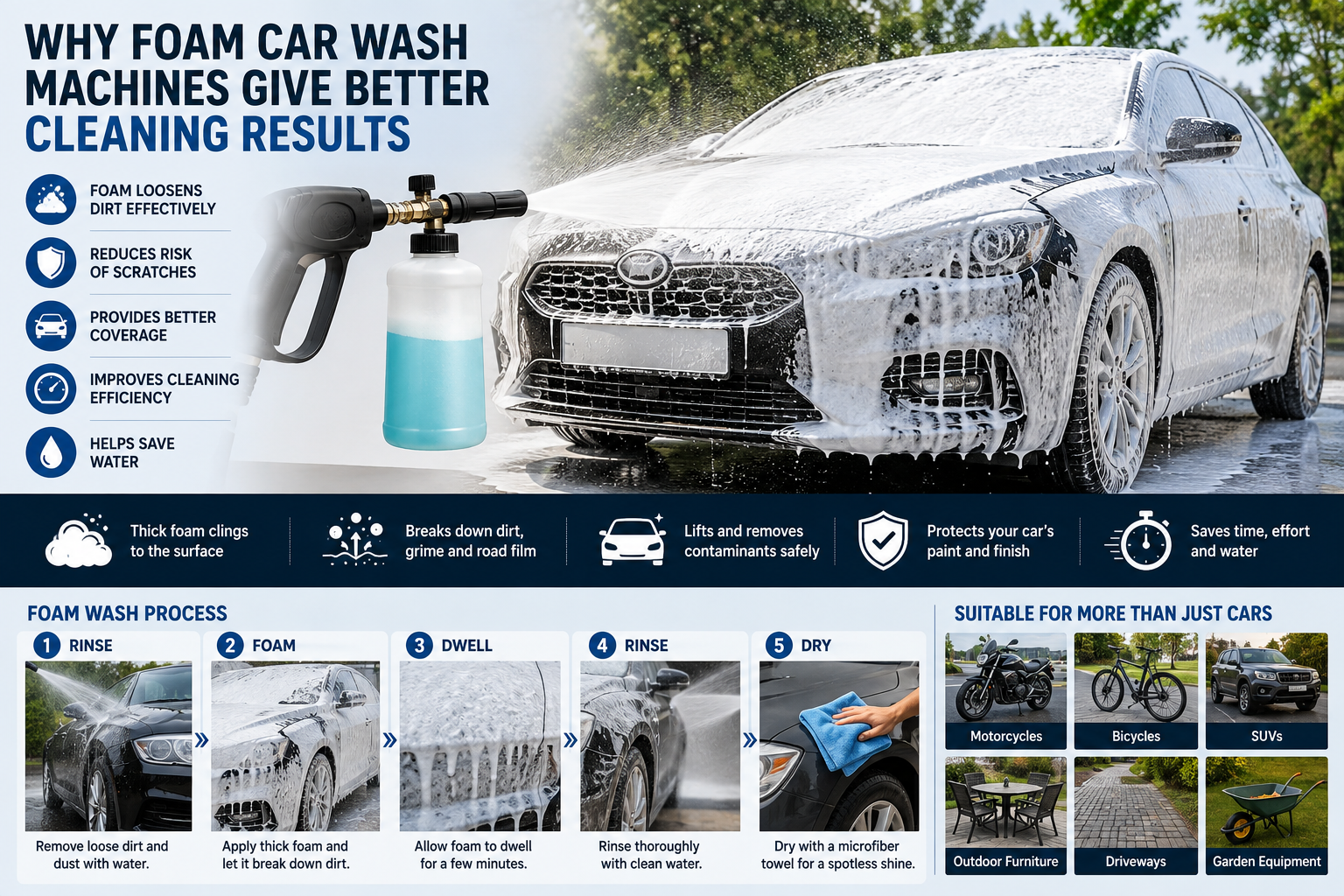 Why Foam Car Wash Machines Deliver Better Cleaning Results