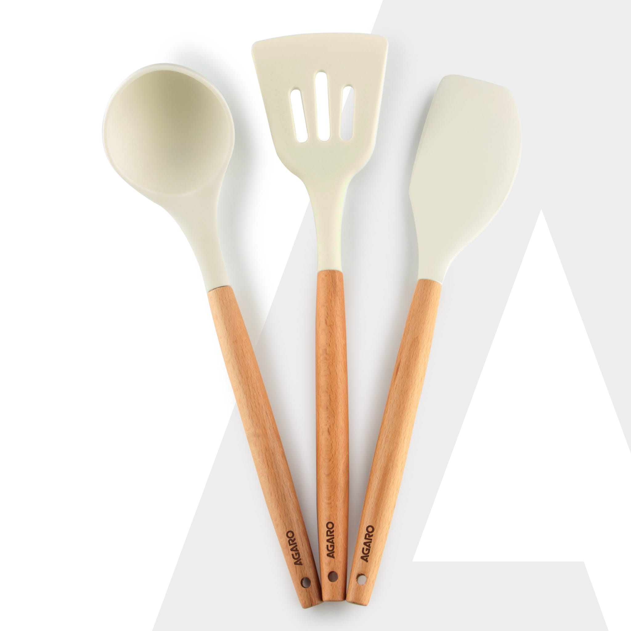 Silicone Spatula Set of 3, Large Heat Resistant Spatula for Cooking, Baking and Mixing, Non-Stick Cookware for Kitchen, BPA Free, Flexible, Seamless Design, Royal, Ivory