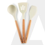 Silicone Spatula Set of 3, Large Heat Resistant Spatula for Cooking, Baking and Mixing, Non-Stick Cookware for Kitchen, BPA Free, Flexible, Seamless Design, Royal, Ivory