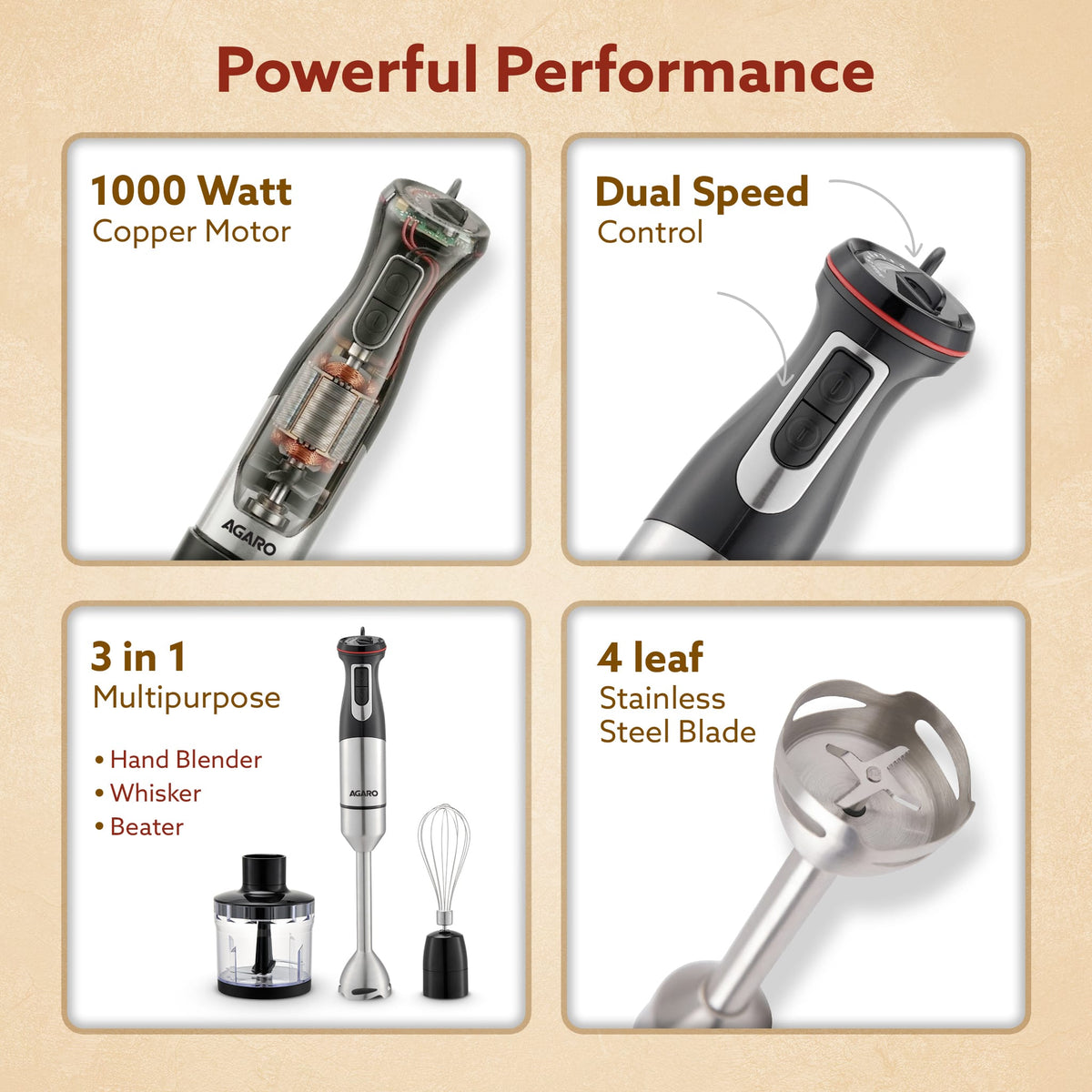 Grand 1000 Watts Hand Blender With Chopper