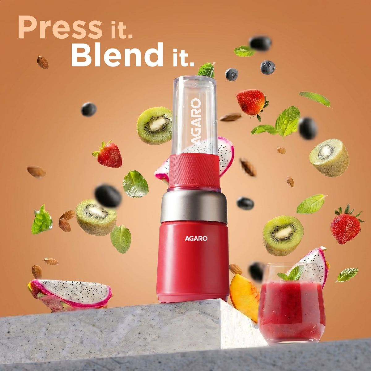 Primo Plus Personal Blender with 2 (500ml) Jars Red