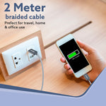 Type C to Type C Cable, 100W, 5A, Supports PD, Nylon Braided Fast Charging Cable, Compatible With Type C Devices Including Android Phone, iPhone, Laptop & MacBook, 2M, 480 Mbps Data Transmission