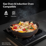Royal Pre Seasoned Cast Iron Deep Round Fry Pan, 26cm Diameter, 1.8L, No Chemical Coating, Rigid Handles, Fast Heating, Heavy Weight, Gas Oven & Induction Compatible, Frying, Deep Frying, Black