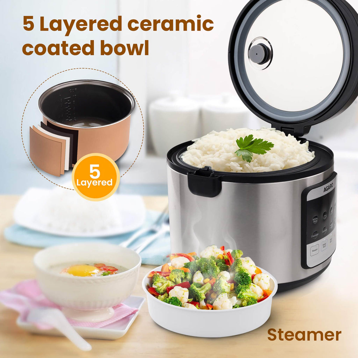 Royal Electric Rice Cooker - 5L - Silver