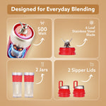 Primo Plus Personal Blender with 2 (500ml) Jars Red
