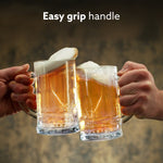Elegant Beer Mug, Set of 2, 397ml Each, Transparent, Serves Beer, Juice, Mocktail, Cocktail, Drinking Glass with Handle