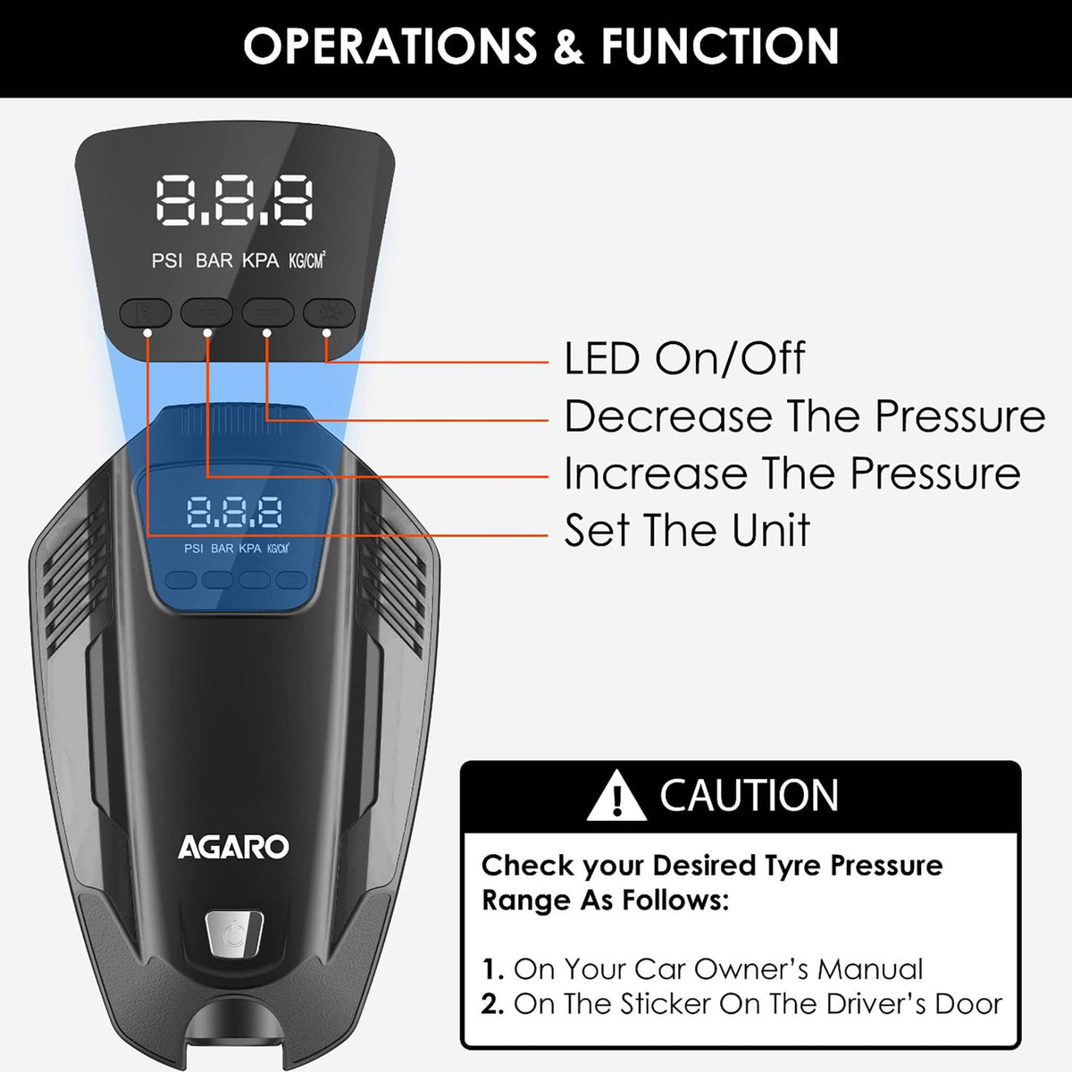 Bag with nozzles of Agaro Primo Digital Tyre Inflator