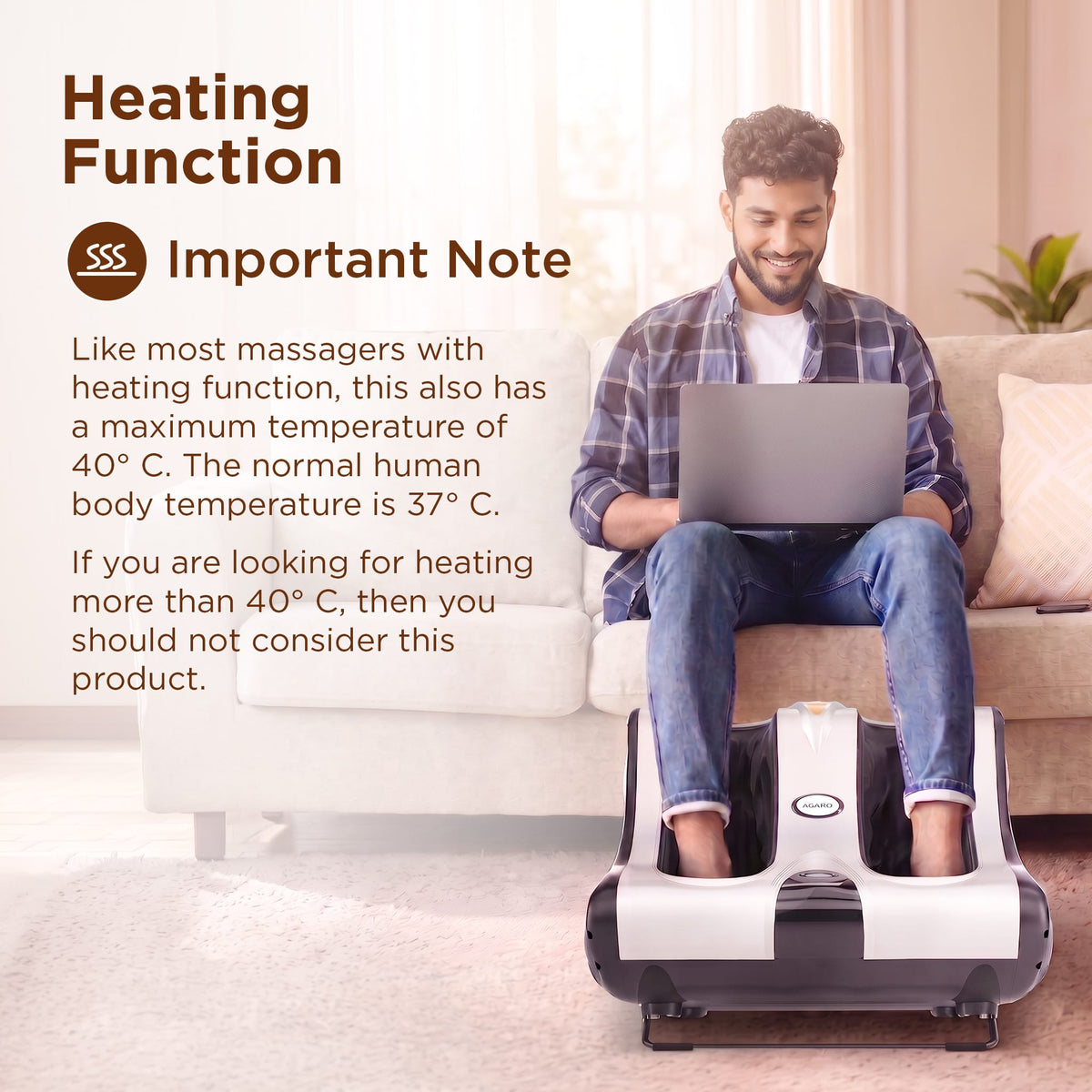Amaze Foot, Calf & Leg Massager Machine , with Vibration & Heat, 3 Massage Levels, 4 motors for Home Usage (Silver - Black)