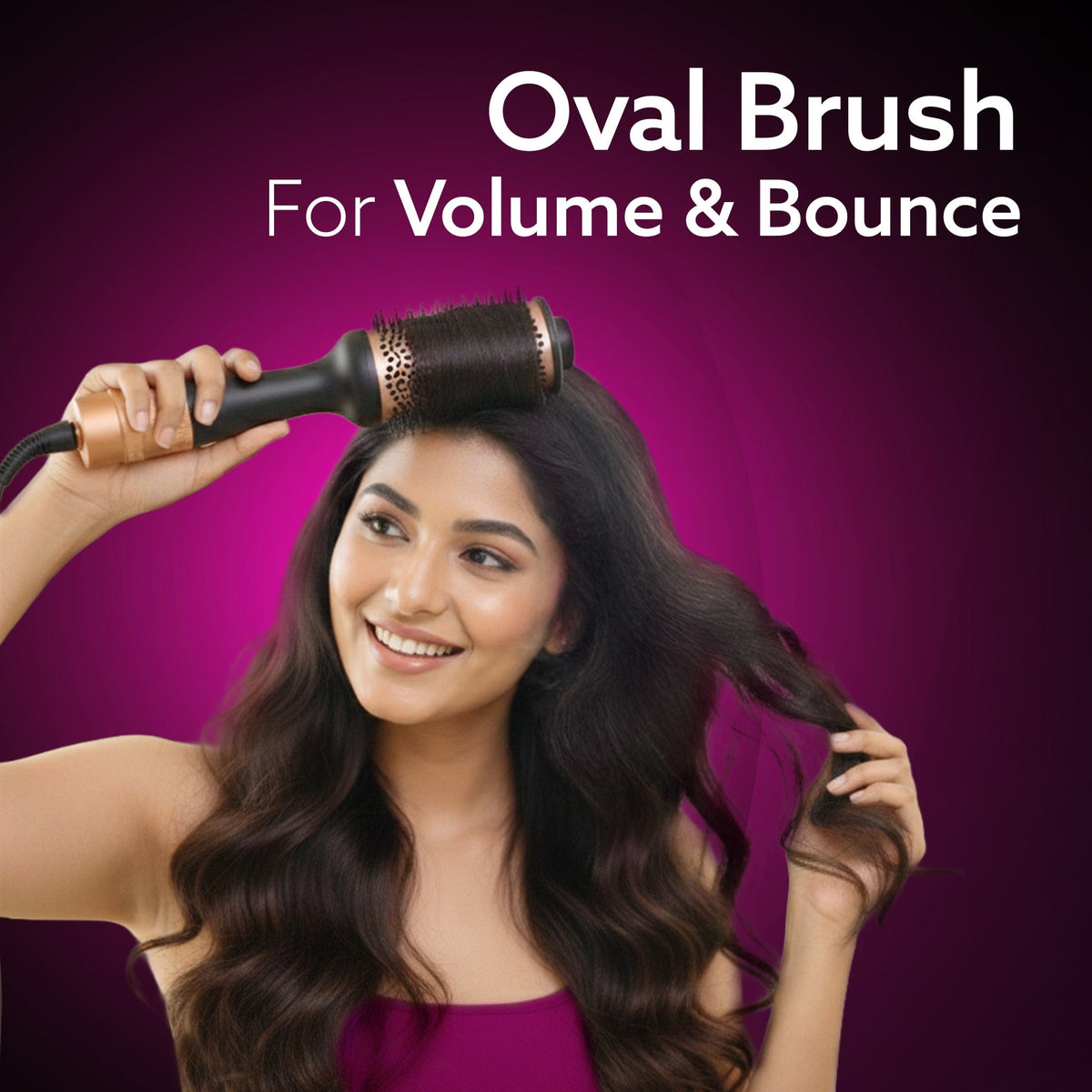 HV2179 Hot Air Brush for Hair, Blow Dryer Brush, Volumizer & Styler, 360° Airflow Vent, Oval Barrel for Hair Volume, Charcoal Bristles, Ceramic Coating Brushing Head, 1200W