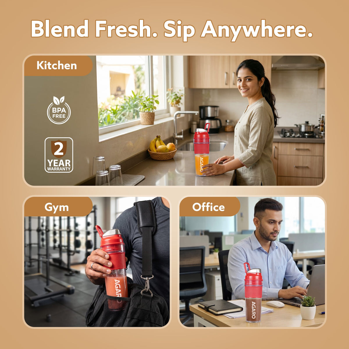 Primo Plus Personal Blender with 2 (500ml) Jars Red