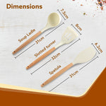 Silicone Spatula Set of 3, Large Heat Resistant Spatula for Cooking, Baking and Mixing, Non-Stick Cookware for Kitchen, BPA Free, Flexible, Seamless Design, Royal, Ivory