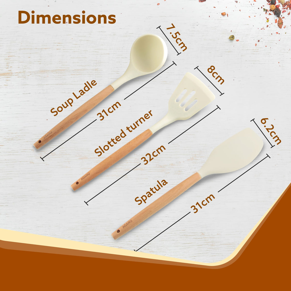 Silicone Spatula Set of 3, Large Heat Resistant Spatula for Cooking, Baking and Mixing, Non-Stick Cookware for Kitchen, BPA Free, Flexible, Seamless Design, Royal, Ivory