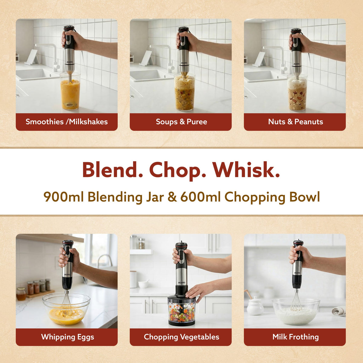 Grand 1000 Watts Hand Blender With Chopper