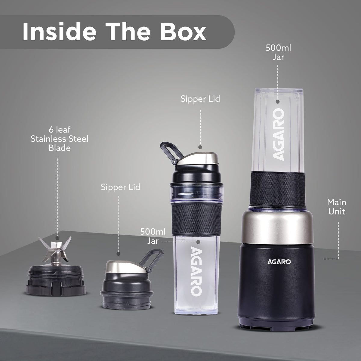 Primo Plus Personal Blender with 2 (500ml) Jars Black