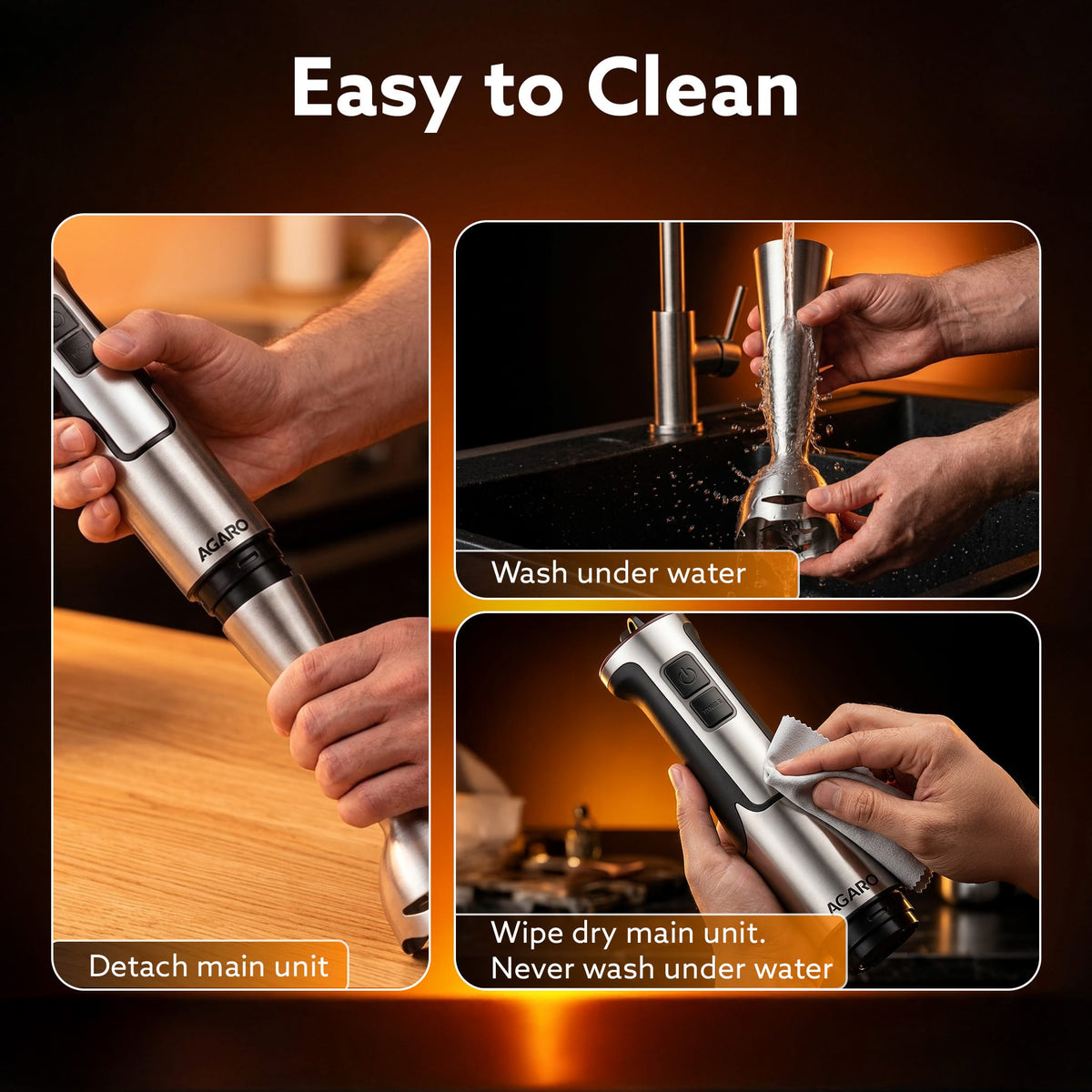 Regency Hand Blender, 600W, Variable Speed Modes & Speed Regulator, Stainless Steel Blades, Mixing, Blending, Whisking, Low Noise