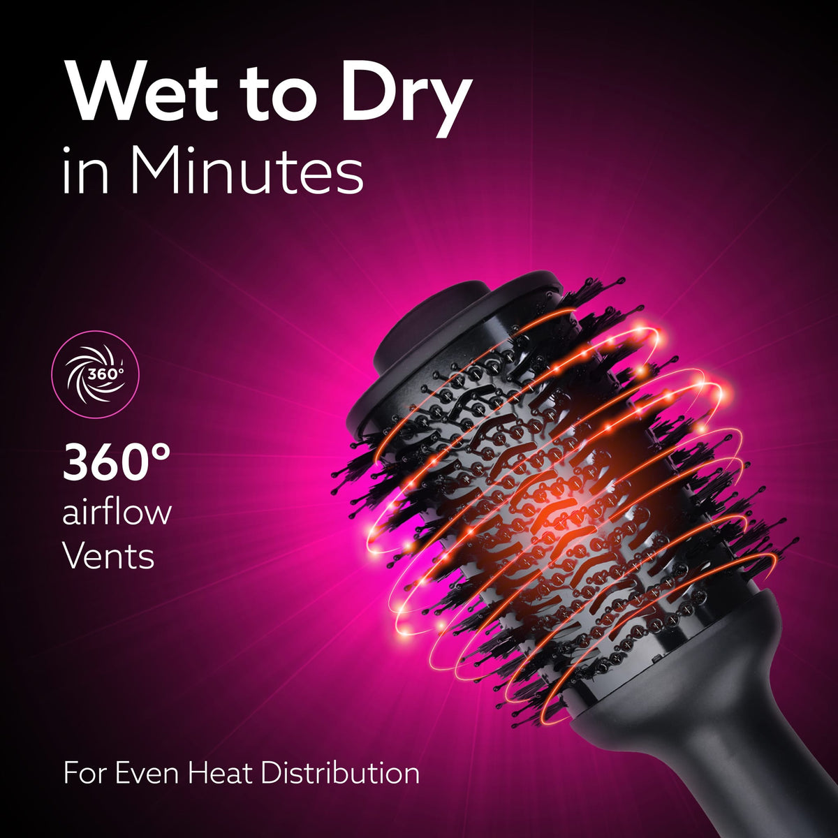 HV2179 Hot Air Brush for Hair, Blow Dryer Brush, Volumizer & Styler, 360° Airflow Vent, Oval Barrel for Hair Volume, Charcoal Bristles, Ceramic Coating Brushing Head, 1200W