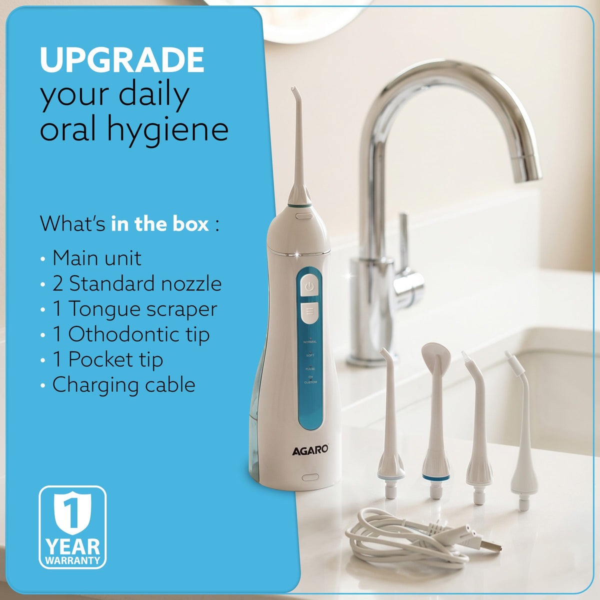 Ultra Plus Portable Dental Flosser for teeth, 5 Nozzles, Portable,Cordless & Rechargeable,4 Cleaning Modes,IPX7 Waterproof with 200ml Watertank, Flossing at Home & Travel,Oral Flosser,Oral Irrigator