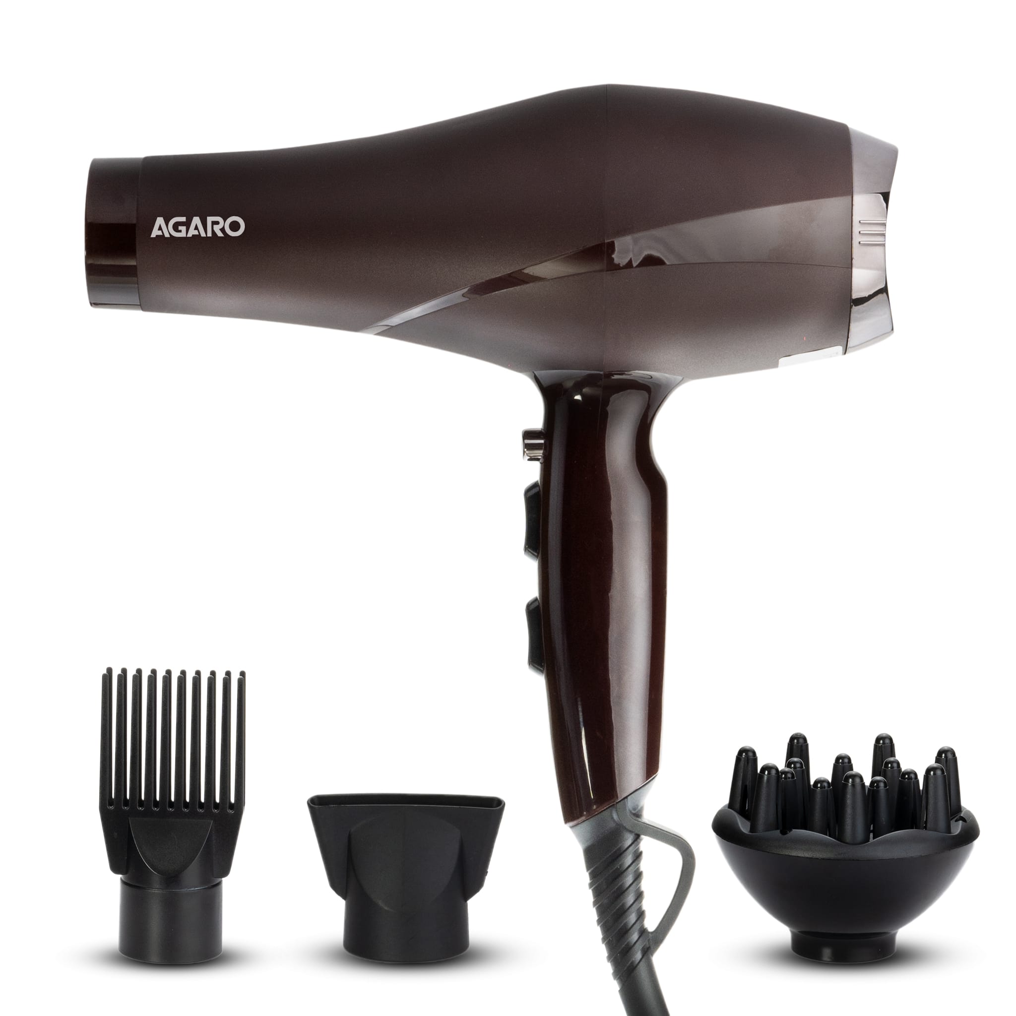 HD-1120 2000W AC Professional Hair Dryer with Comb, Concentrator & Diffuser Nozzles, Hot & Cold Air, 2 Speed & 3 Temperature Settings with Cool Shot, Hair Dryer & Blower for Men & Women (Brown)